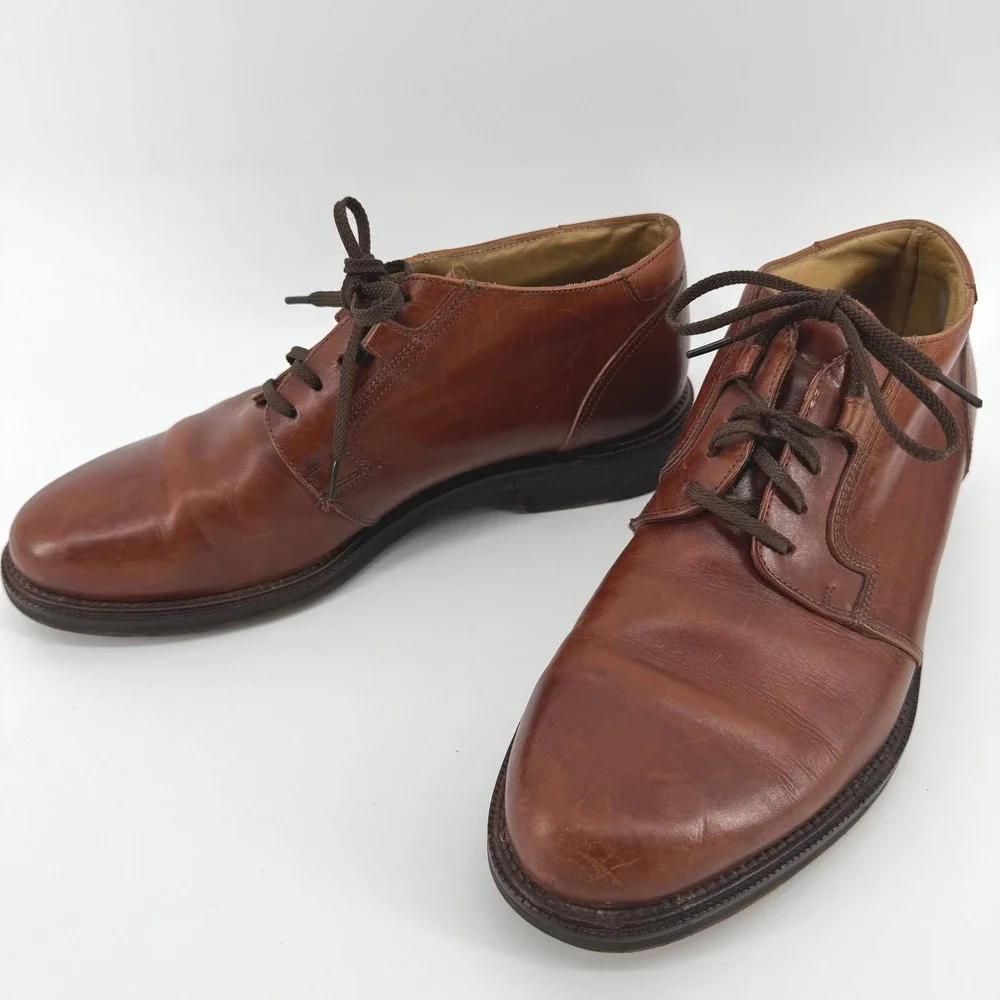 Cable & Co Chukka Boots Mens 8 Brown Italian Leather Lace Up Ankle Shoes